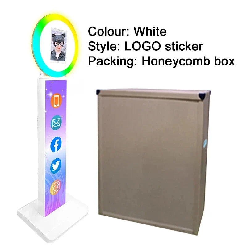iPad Photo Booth Selfie Machine Shell Adjustable Stand Photobooth With LED Ring Light Customized LOGO For Wedding Partys Events