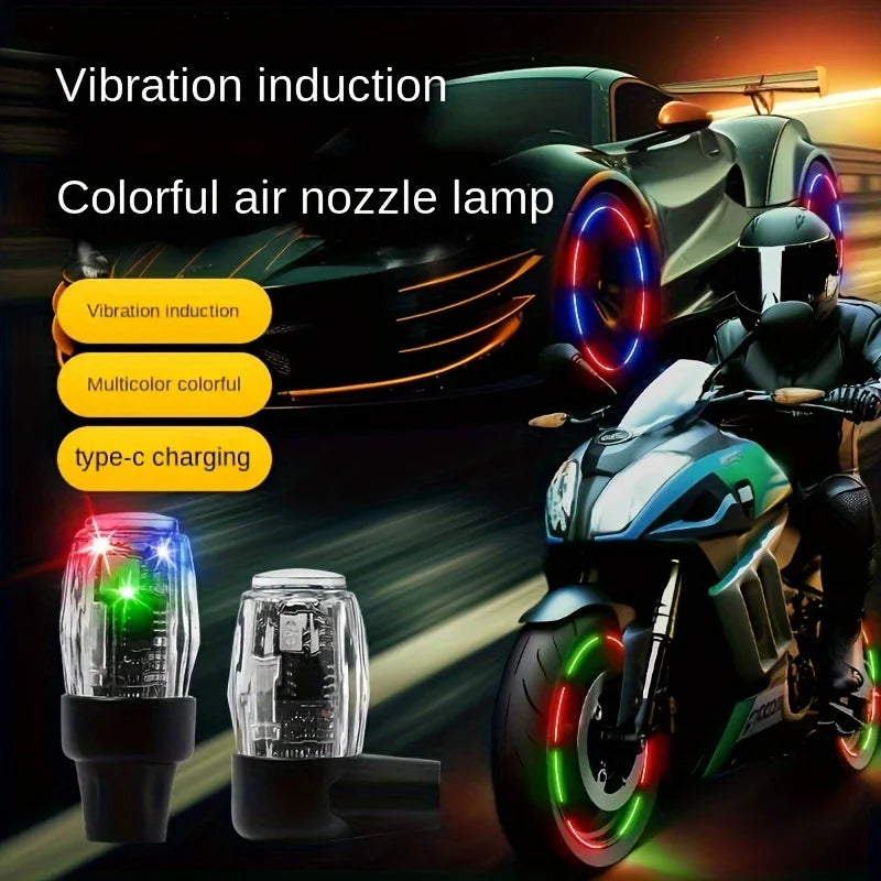LED Tire Valve Lights Colorful Flashing Wheel Stem Cap Lights for Cars