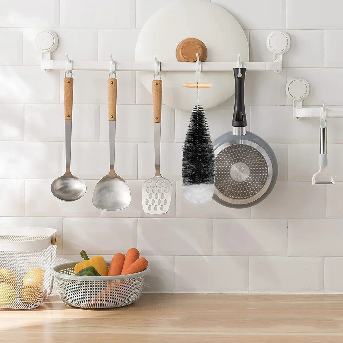 Bottle Brush for Soda Glass Bottles, Gentle Scratch-Free Nylon Bristles, Baby Bottle Cleaner, Glass Carafe for Drinking Bottles