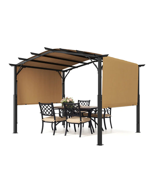 VEVOR Outdoor Pergola Arched Top Metal Pergola Retractable Pergola with Sun Shade Canopy Large Patio Shelter Pavilion for Deck