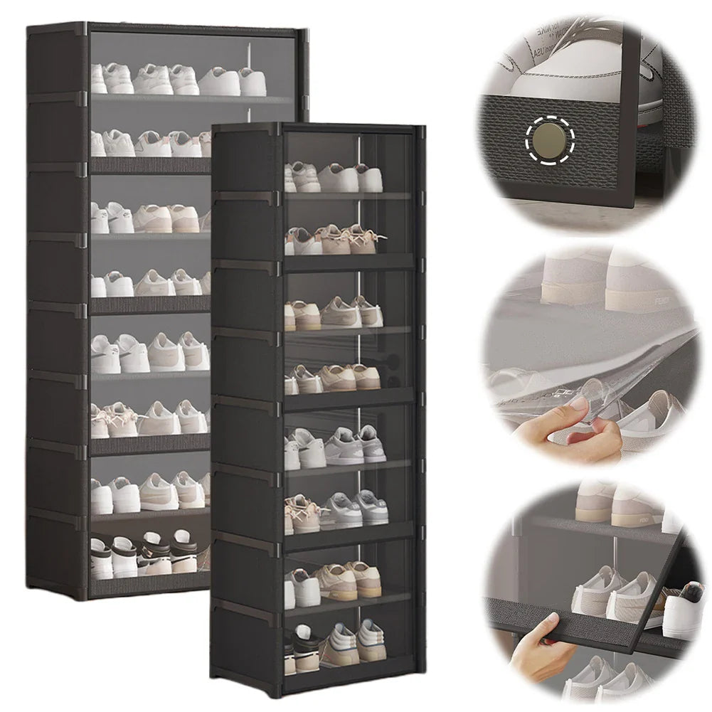 9-Tier Shoe Rack Organizer Holds 18 Pairs 18 Pair Narrow Shoes Shelf Cabinet Sneaker Rack Organizer Shoes Cabinet Closed Shelves