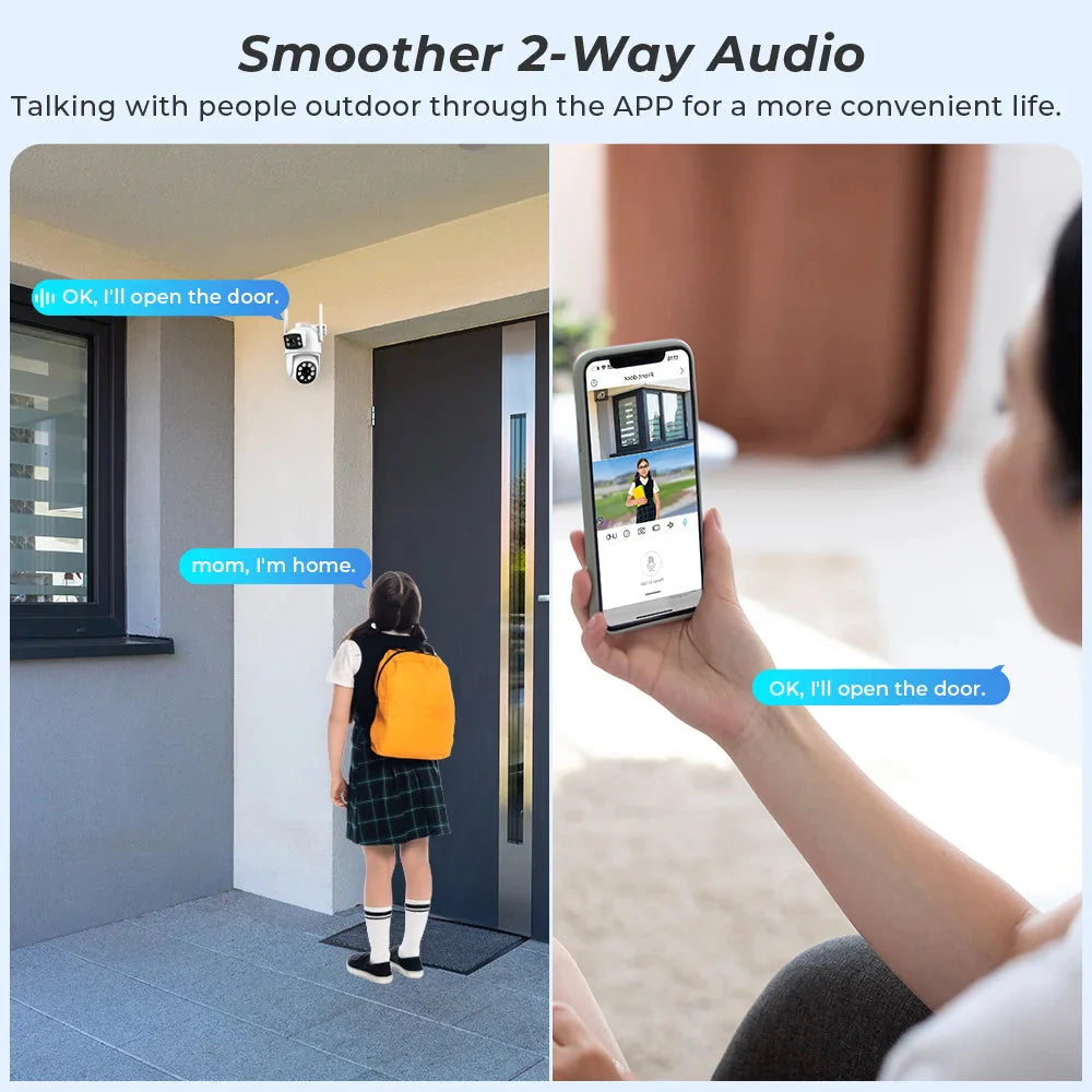 8MP Wifi Camera PTZ Outdoor Dual Screen Human Detection Dual Lenses 10MP Security Protection IP Camera