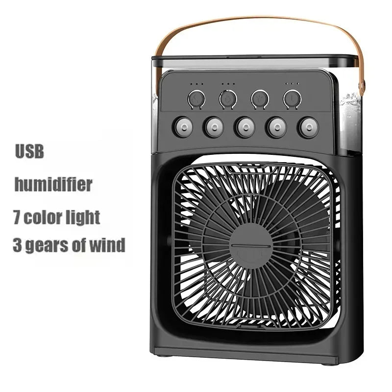 2025 New 3 in 1 Household Air Cooler Portable Small Fan with Humidifier and LED Nightlight Energy Saving