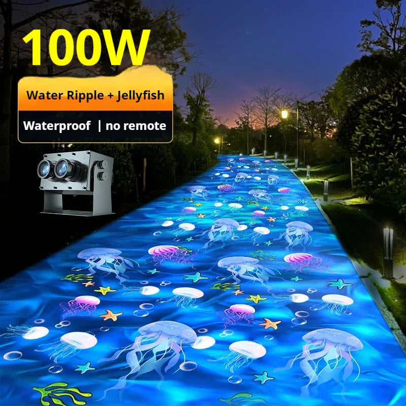 Projection spotlight of the Ocean World with dynamic water ripple jellyfish