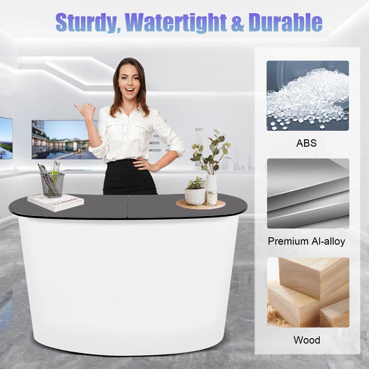 Foldable Tradeshow Table Exhibition Countertop Podium Promotion Table Office Reception Desk School Lecture Table