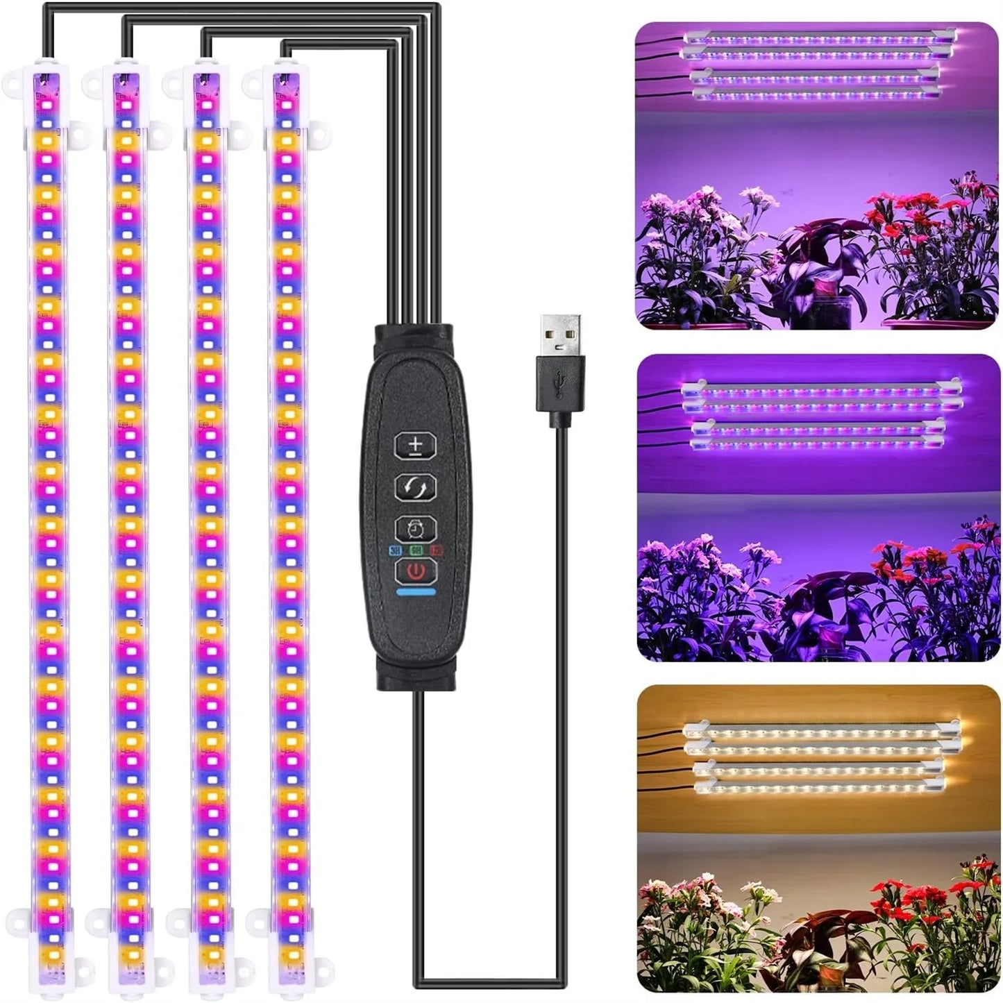 3 Colors Indoor Led Grow Light USB DC5V Timer Phyto Lamp For Plants