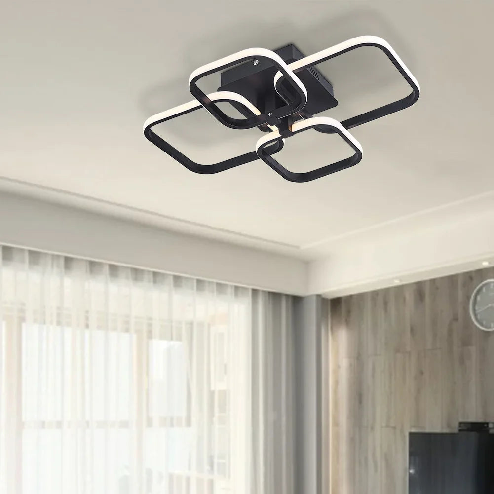 KOMORE Contemporary LED Energy-efficient Semi Flush Ceiling Light,  White / Stepless Dimming