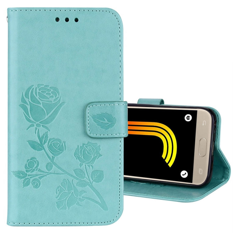 For Galaxy J3 (2017) / J330 (EU Version) Roses Pressed Flower Pattern Horizontal Flip Leather Case with Holder & Card Slots & Wallet, For Samsung Galaxy J3 (2017) / J330 (EU Version), For Galaxy J3 (2017) / J330 (EU Version)