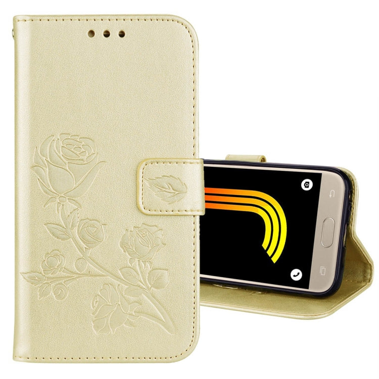 For Galaxy J3 (2017) / J330 (EU Version) Roses Pressed Flower Pattern Horizontal Flip Leather Case with Holder & Card Slots & Wallet, For Samsung Galaxy J3 (2017) / J330 (EU Version), For Galaxy J3 (2017) / J330 (EU Version)
