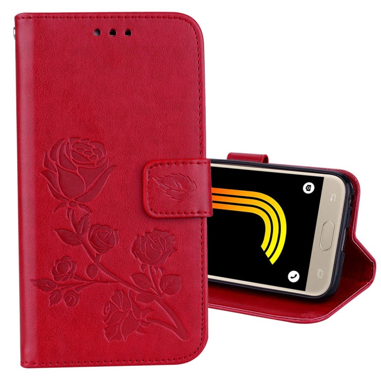 For Galaxy J3 (2017) / J330 (EU Version) Roses Pressed Flower Pattern Horizontal Flip Leather Case with Holder & Card Slots & Wallet, For Samsung Galaxy J3 (2017) / J330 (EU Version), For Galaxy J3 (2017) / J330 (EU Version)