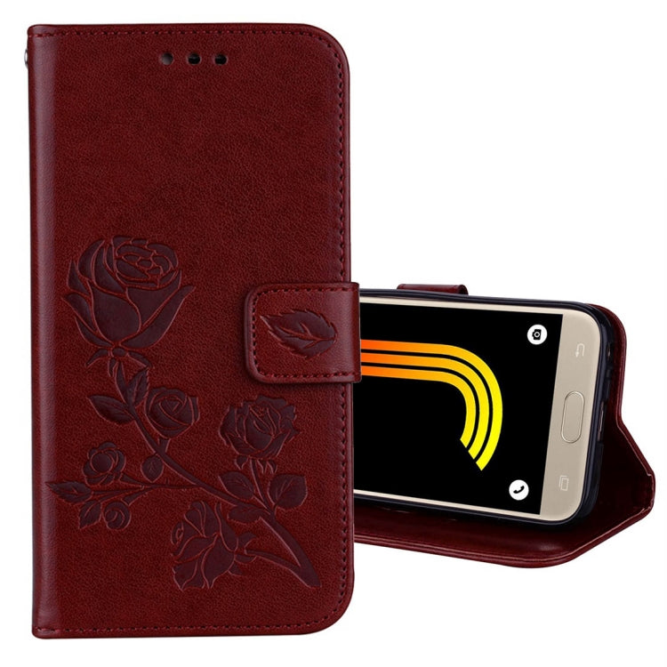 For Galaxy J3 (2017) / J330 (EU Version) Roses Pressed Flower Pattern Horizontal Flip Leather Case with Holder & Card Slots & Wallet, For Samsung Galaxy J3 (2017) / J330 (EU Version), For Galaxy J3 (2017) / J330 (EU Version)
