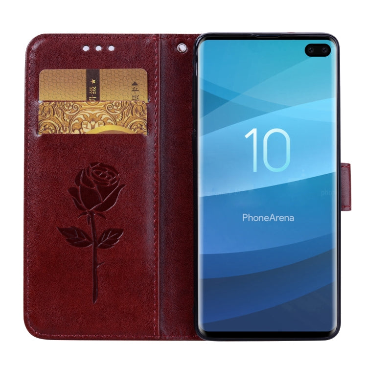 Rose Embossed Horizontal Flip PU Leather Case for Galaxy S10 Plus, with Holder & Card Slots & Wallet, For Samsung Galaxy S10 Plus