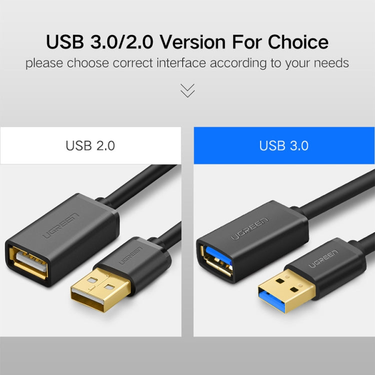 Ugreen 2m USB 3.0 Male to Female Data Sync Super Speed Transmission Extension Cord Cable, Length: 2m