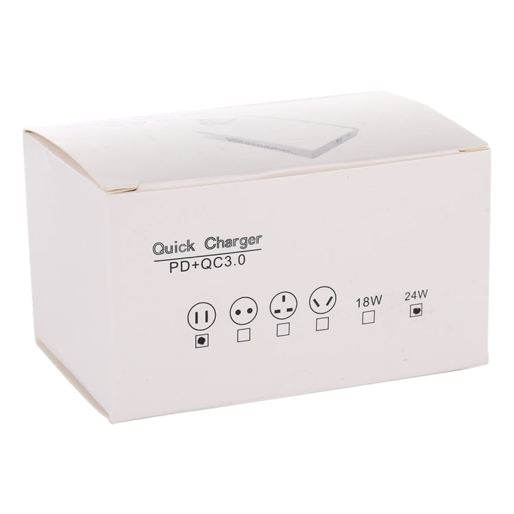 24W PD + QC3.0 Fast Charger Power Adapter Plug Adapter US Plug, 24W US Plug