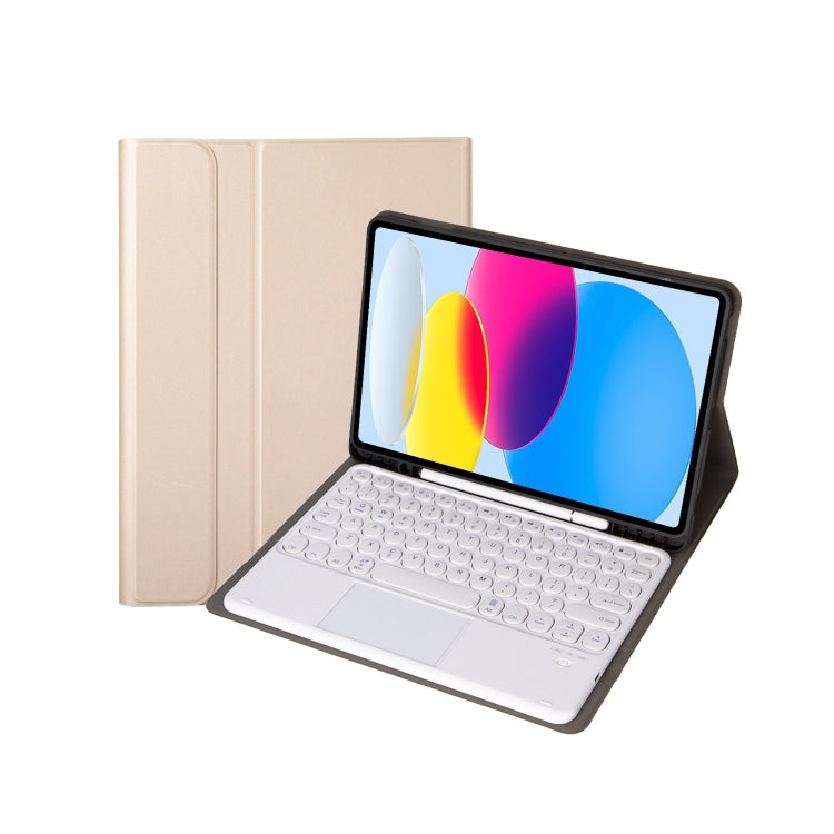 For iPad 11 2025 / 10th Gen 10.9 2022 YA10B-A Lambskin Texture Bluetooth Touch Keyboard Leather Tablet Case with Pen Slot, YA10B-A