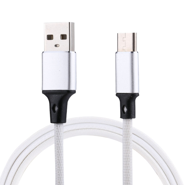 1m 2A Output USB to USB-C / Type-C Nylon Weave Style Data Sync Charging Cable, 2A Black, 2A Pink, 2A Grey, 2A Red, 2A White
