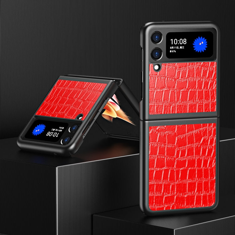 For Samsung Galaxy Z Flip Crocodile Texture Leather Folding Protective Case, For Samsung Galaxy Z Flip