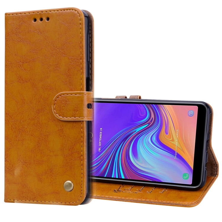 Business Style Oil Wax Texture Horizontal Flip Leather Case for Galaxy A7 (2018), with Holder & Card Slots & Wallet, For Galaxy A7