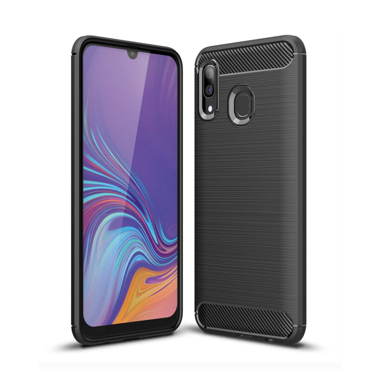 Brushed Texture Carbon Fiber TPU Case for Galaxy A40, For Galaxy A40