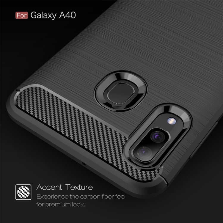 Brushed Texture Carbon Fiber TPU Case for Galaxy A40, For Galaxy A40