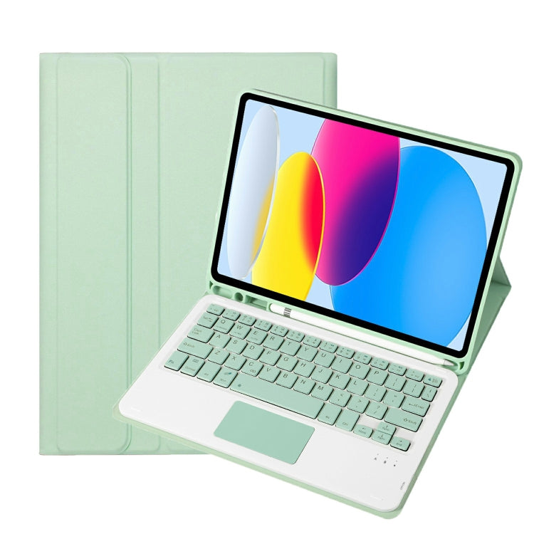 For iPad 11 2025 / 10th Gen 10.9 2022 A10B-A Lambskin Texture Bluetooth Touch Keyboard Leather Tablet Case with Pen Slot, A10B-A