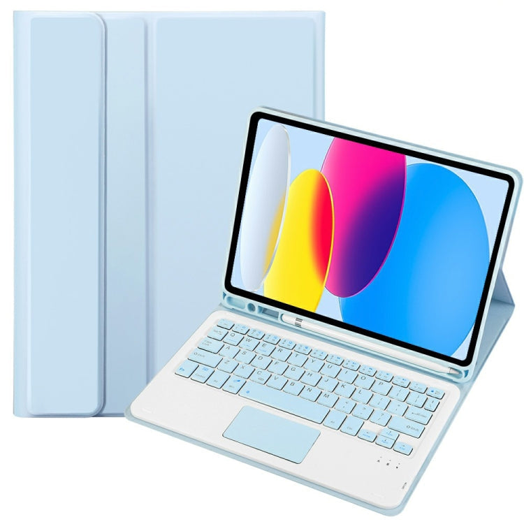 For iPad 11 2025 / 10th Gen 10.9 2022 A10B-A Lambskin Texture Bluetooth Touch Keyboard Leather Tablet Case with Pen Slot, A10B-A
