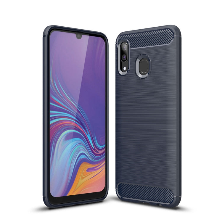 Brushed Texture Carbon Fiber Shockproof TPU Case for Galaxy A30, 三星 Galaxy A30