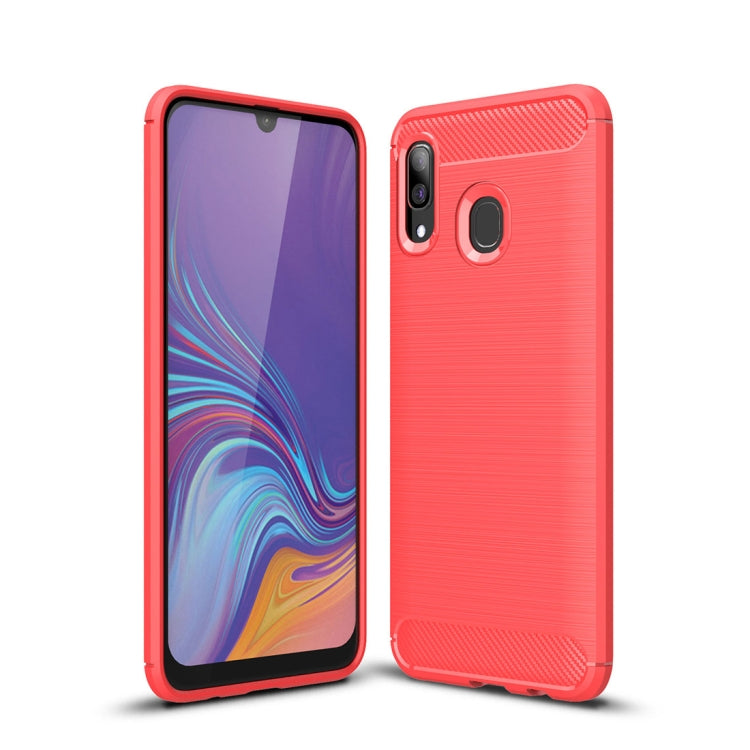 Brushed Texture Carbon Fiber Shockproof TPU Case for Galaxy A30, 三星 Galaxy A30