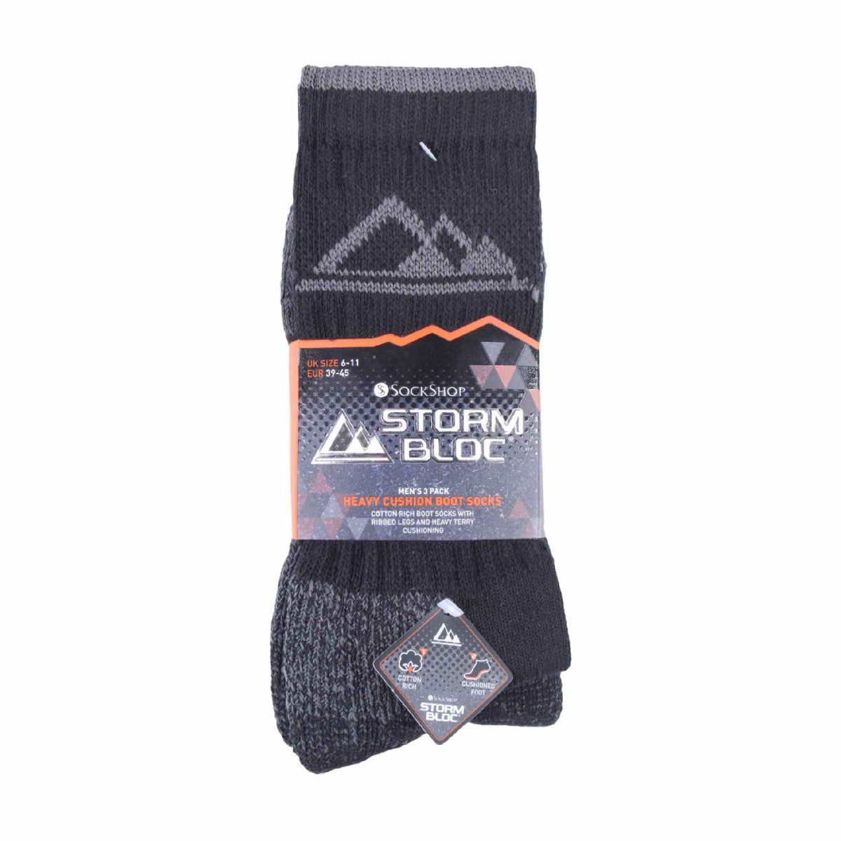 3 Pack Mens Heavy Cushioned Outdoor Cotton Hiking Boot Socks