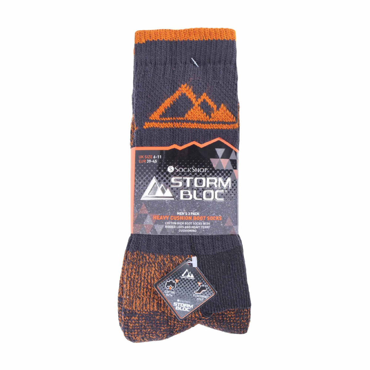 3 Pack Mens Heavy Cushioned Outdoor Cotton Hiking Boot Socks