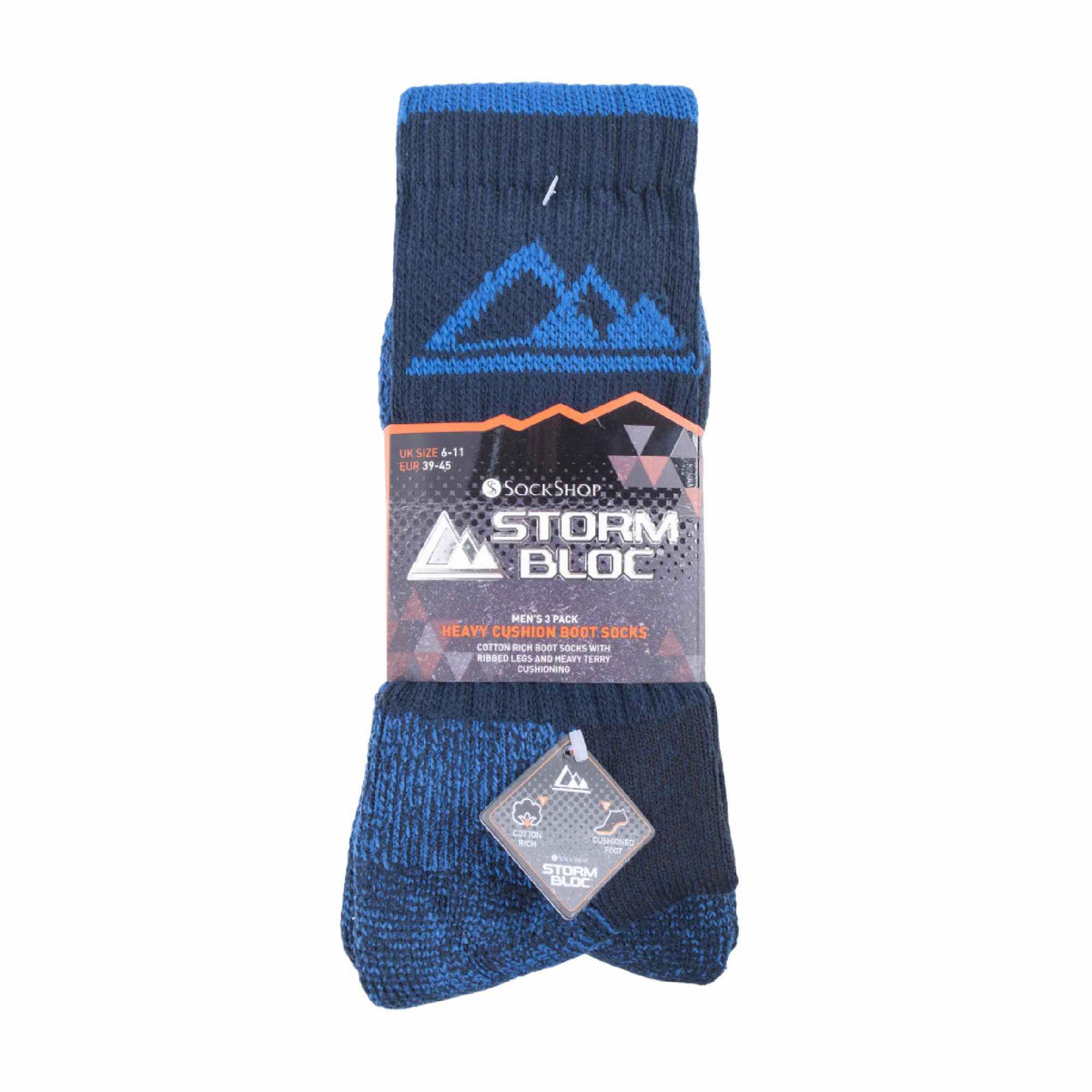 3 Pack Mens Heavy Cushioned Outdoor Cotton Hiking Socks