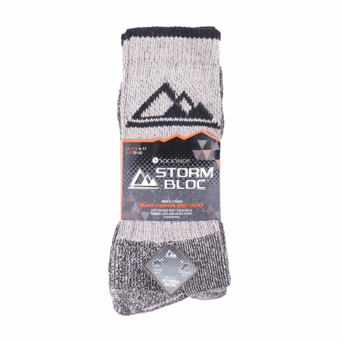 3 Pack Mens Heavy Cushioned Outdoor Cotton Hiking Socks