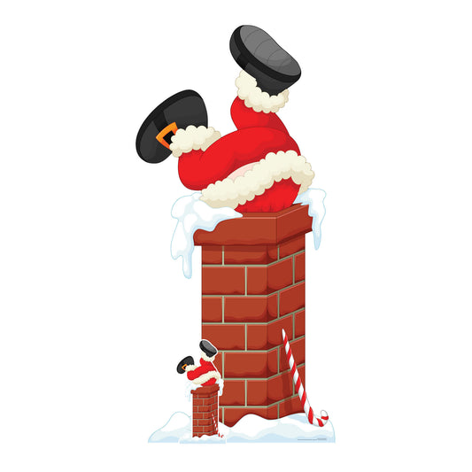 SC1651  Santa Claus Father Christmas Stuck In Chimney Cardboard Cut Out Height 195cm