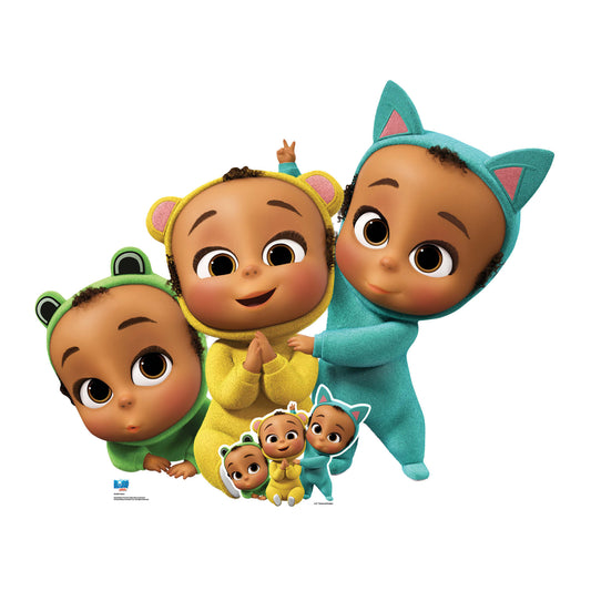 SC4038 Triplets Fred (Blue Cat), Rick (Yellow Bear) and Frederick (Green Frog) Cardboard Cut Out Height 100cm