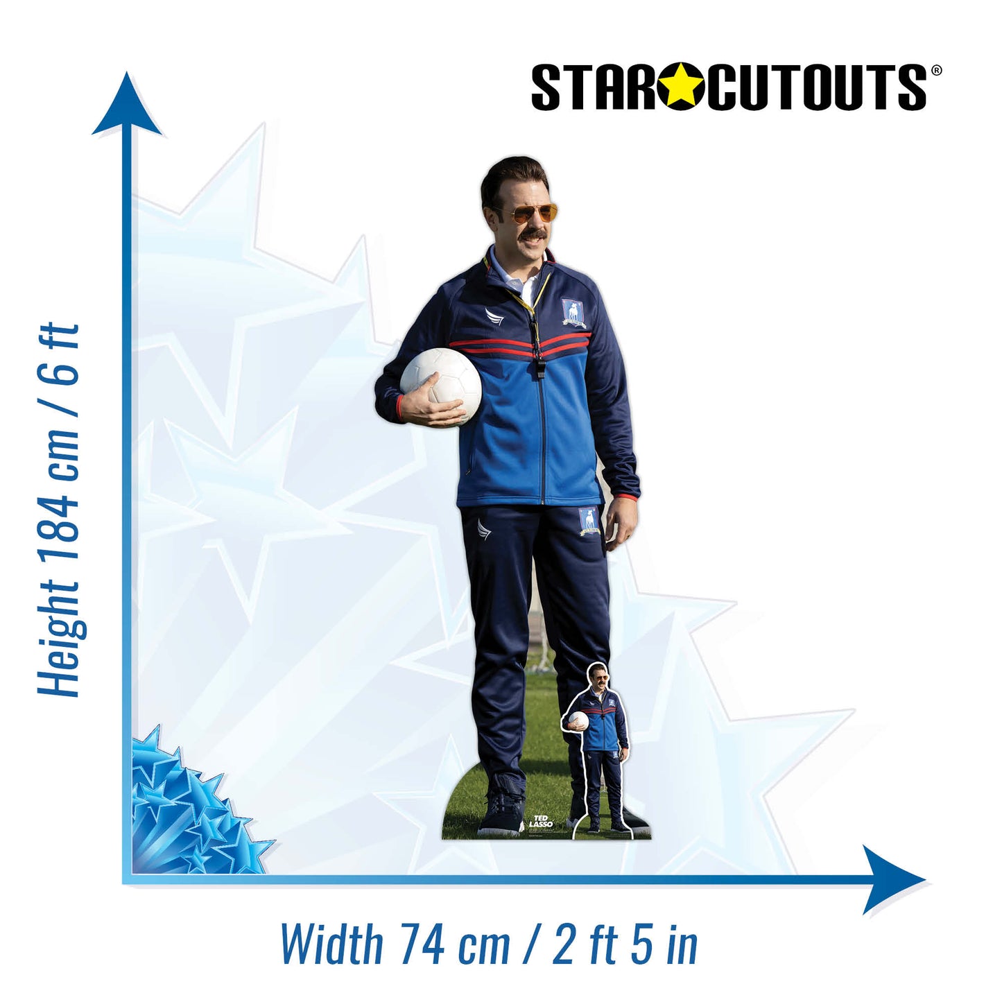 SC4149 Ted Lasso Jason Sudeikis with Football Cardboard Cutout Height 184cm