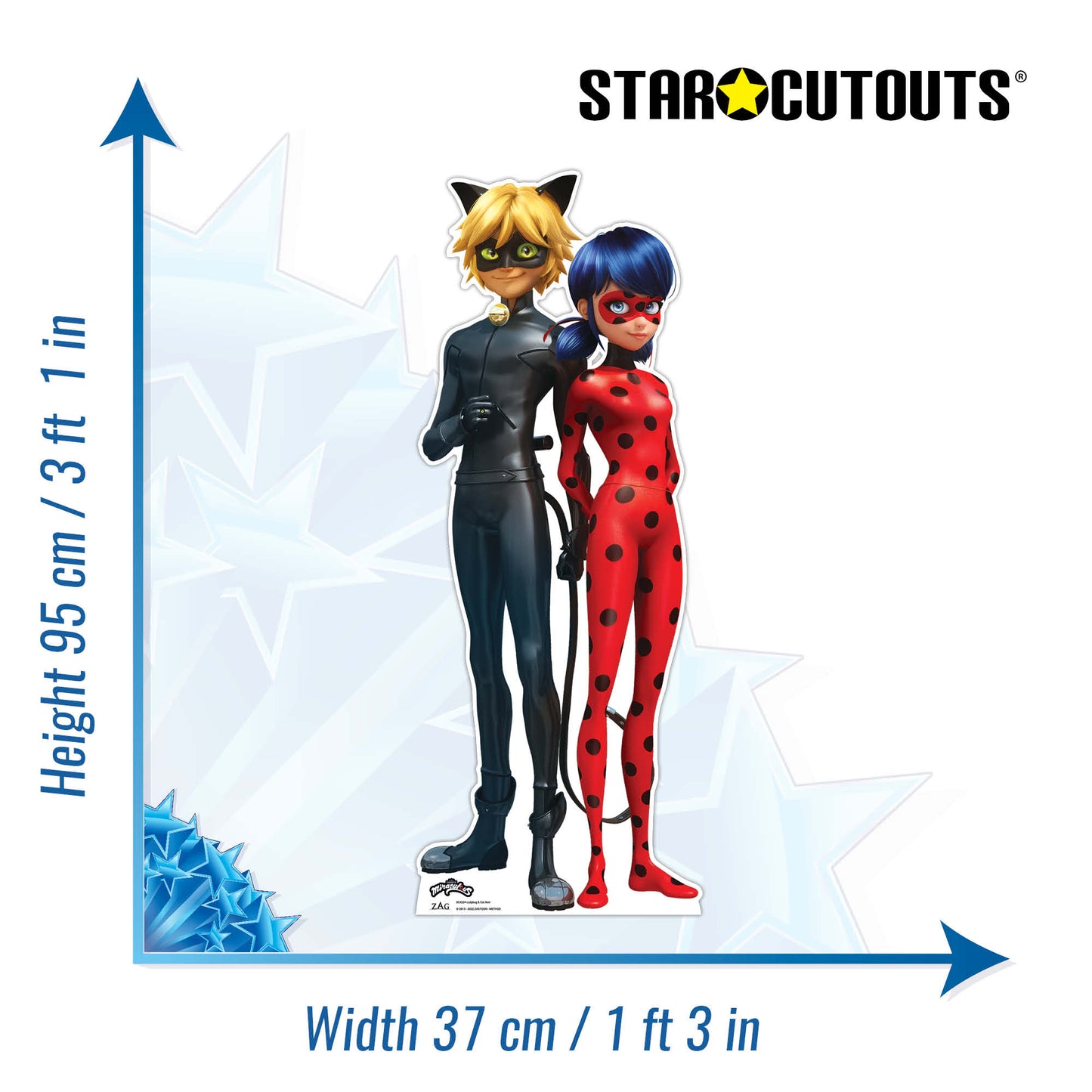 SC4224 Ladybug and Cat Noir Star Mini Cardboard Cut Out Height 95cm