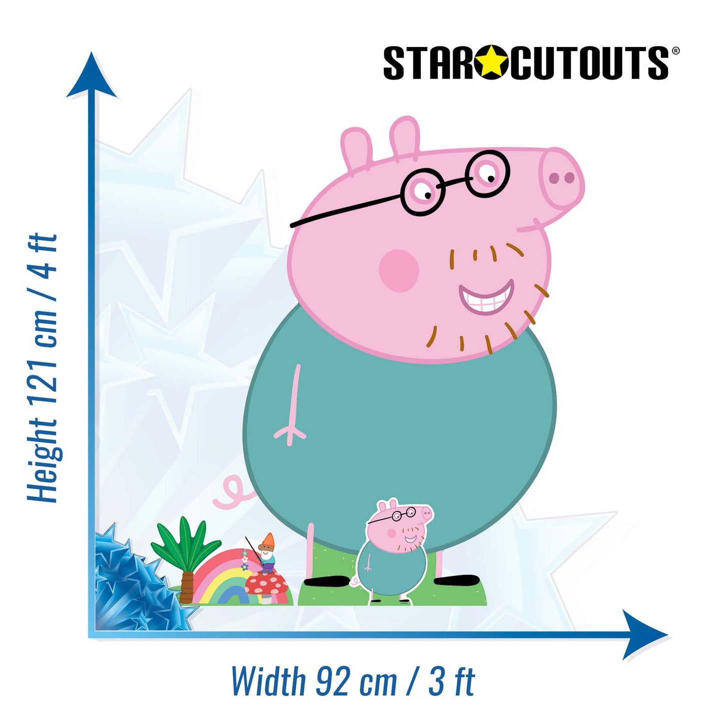 SC4527 Peppa Daddy Pig Happy Large Cardboard Cutout Height 121cm