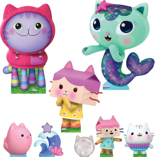 SC4565 DJ Catnip, Baby Box, MerCat Cardboard Cutout  Multi Pack Bundle - Gabbys Dolhouse Height 48cm