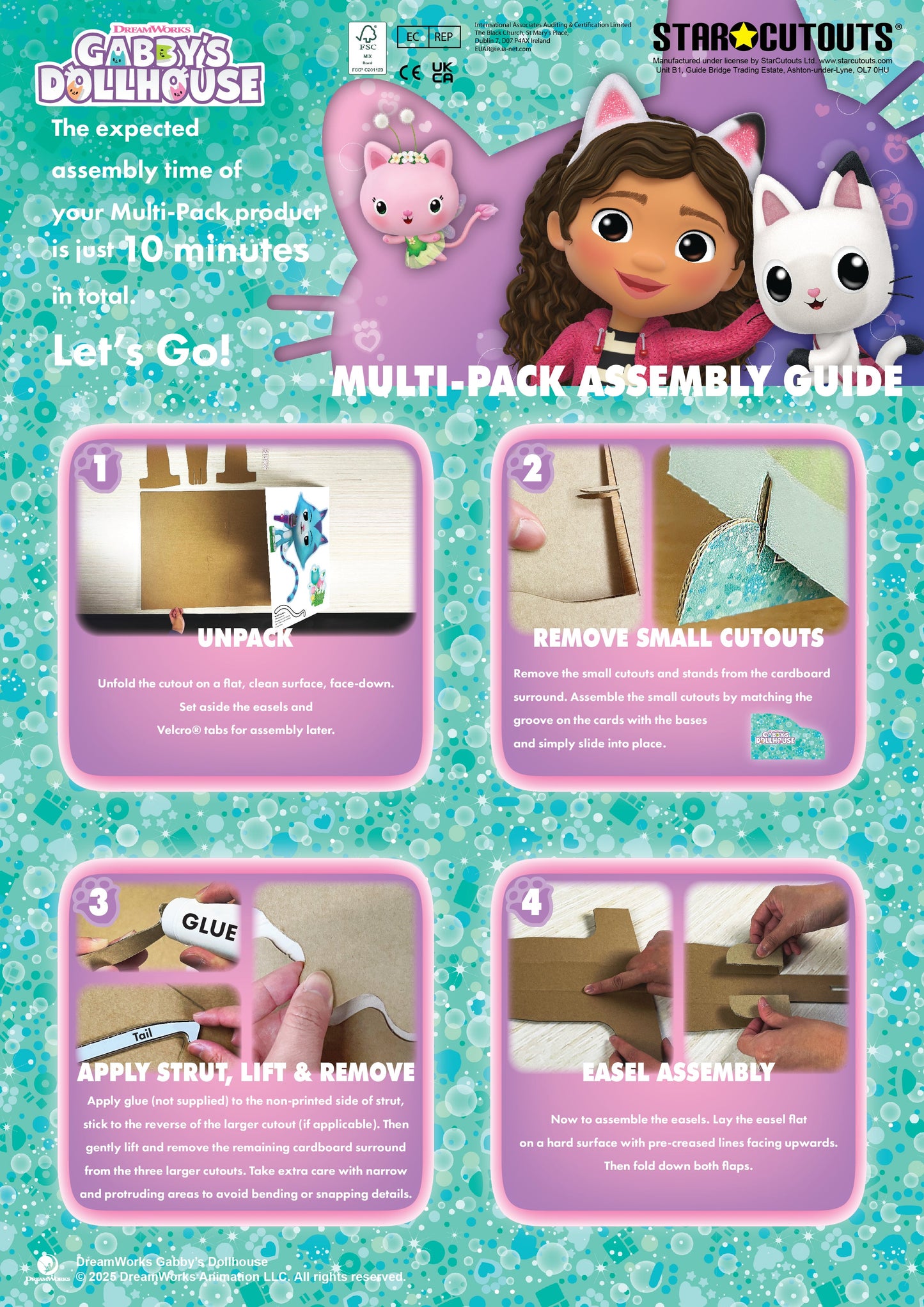 SC4565 DJ Catnip, Baby Box, MerCat Cardboard Cutout  Multi Pack Bundle - Gabbys Dolhouse Height 48cm