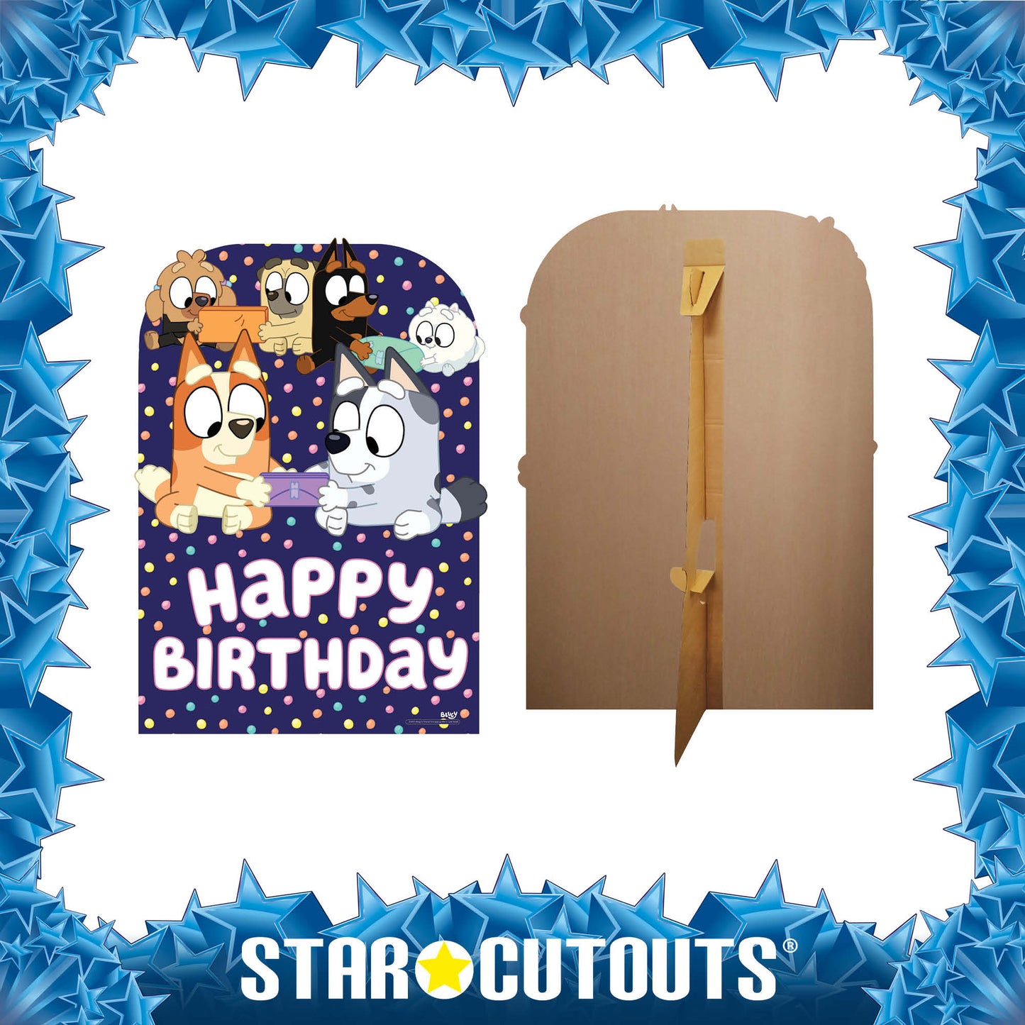 SC4571 Bluey and Friends Happy  Birthday Child Sized Backdrop Cardboard Cutout Height 132cm