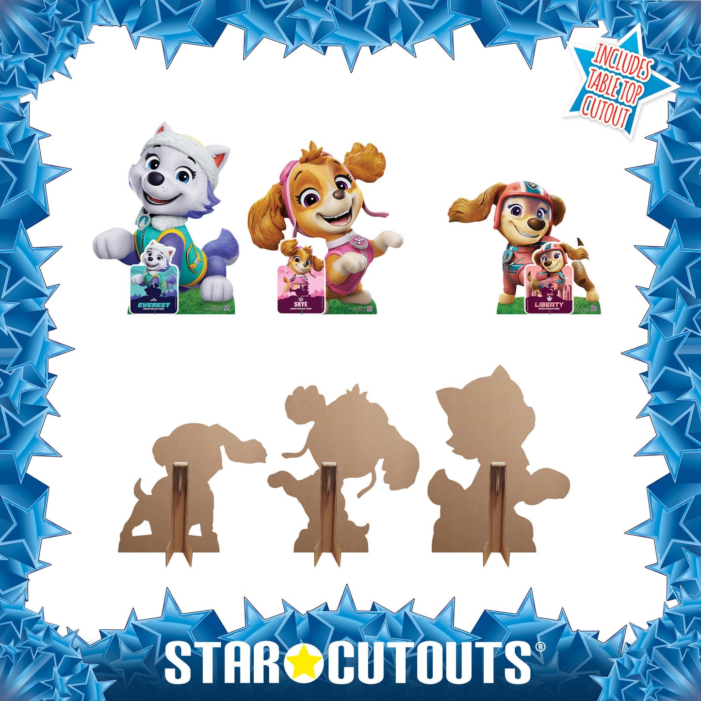 SC4600 Skye, Liberty  and Everest  Paw Patrol   Multi Pack Bundle Cardboard Cut Outs Height 66cm