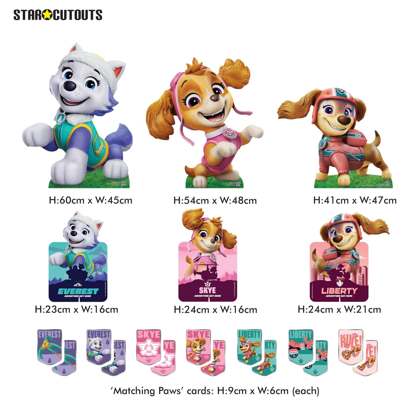 SC4600 Skye, Liberty  and Everest  Paw Patrol   Multi Pack Bundle Cardboard Cut Outs Height 66cm