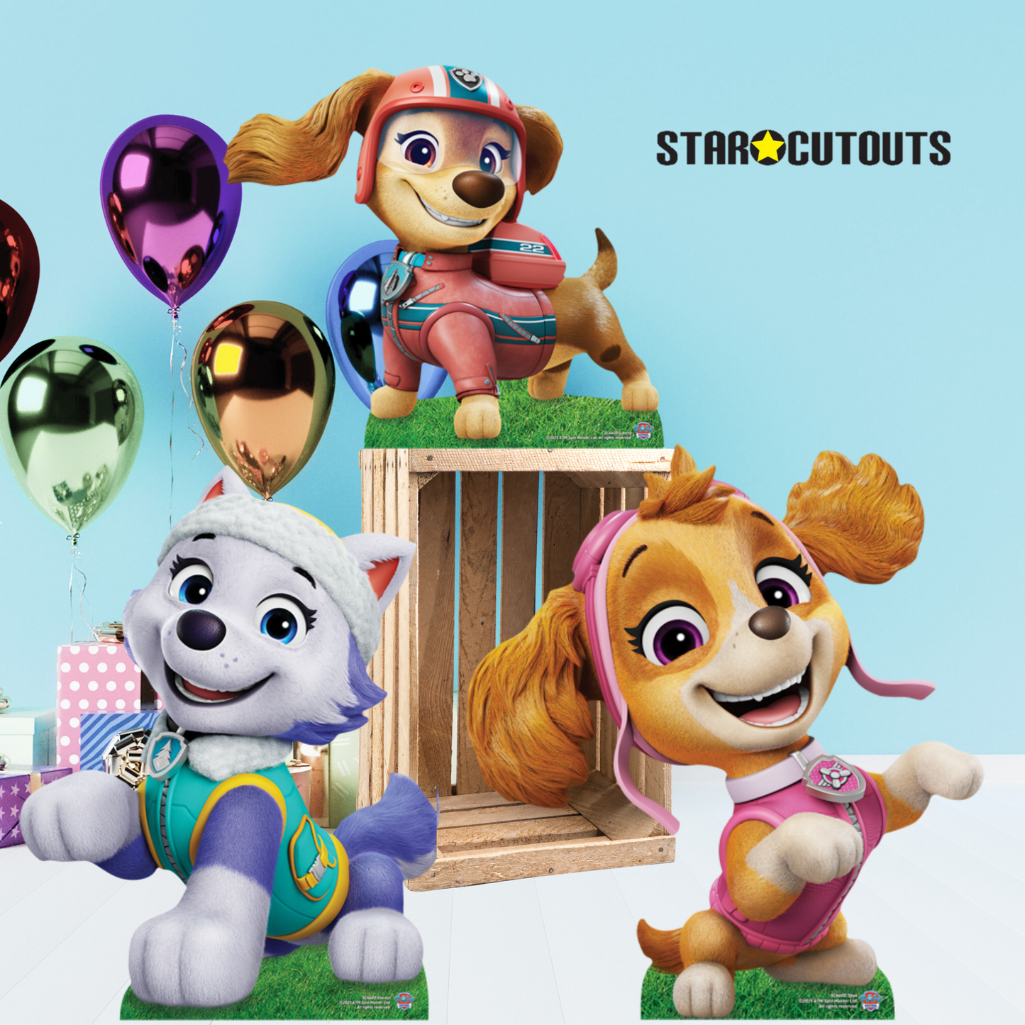 SC4600 Skye, Liberty  and Everest  Paw Patrol   Multi Pack Bundle Cardboard Cut Outs Height 66cm
