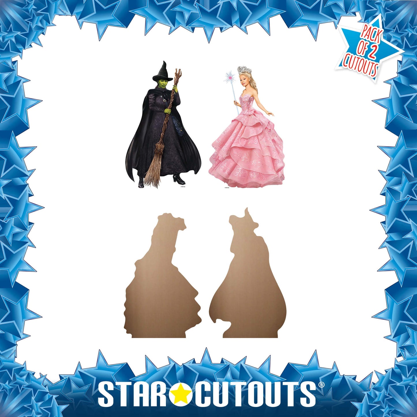 SC4642  Wicked Glinda and Elphaba Shelf Top Pack Two Cardboard Cut Outs Height 31cm