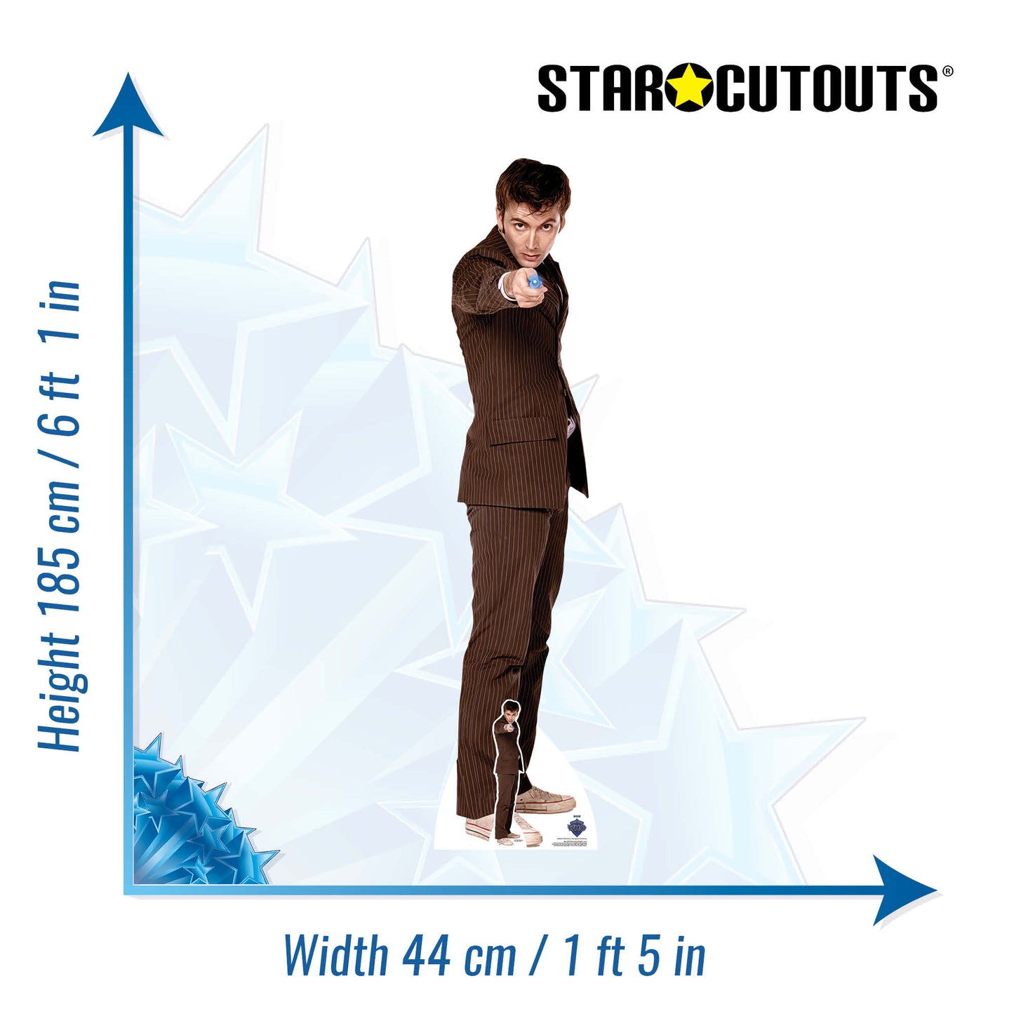 SC4645 Dr Who The Tenth Doctor Pointing Sonic Screwdriver Cardboard Cut Out Height 185cm Doctor Who Cardboard Cutouts | Life Size Characters UK