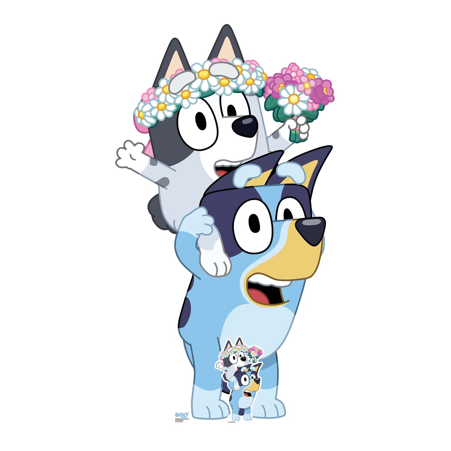 SC4664 Bluey and Muffin as Flower Girls  Cardboard Cut Out Height 136cm