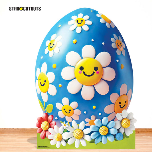 SC4684 Blue White Kid Easter Egg  Cardboard Cut Out Height 130cm