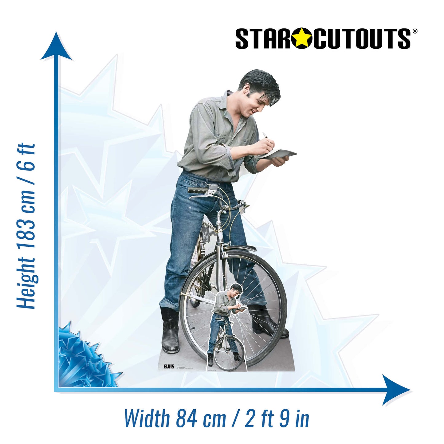 SC4716 Elvis Blue Jeans Autograph Height 183cm Elvis Presley Cardboard Cutout | Life Size Rock ’n’ Roll Icon