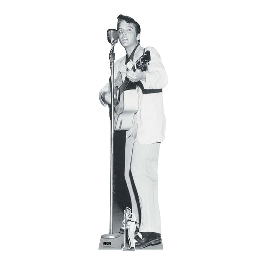 SC4718 Elvis Black & White on Stage Guitar Cardboard Cut Out Height 184cm