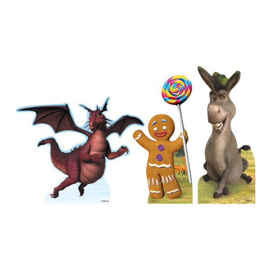 SC4740 Gingy Ginger Bread Man Donkey Dragon  Shrek Shelf Top Pack Cardboard Cutouts Height 28cm